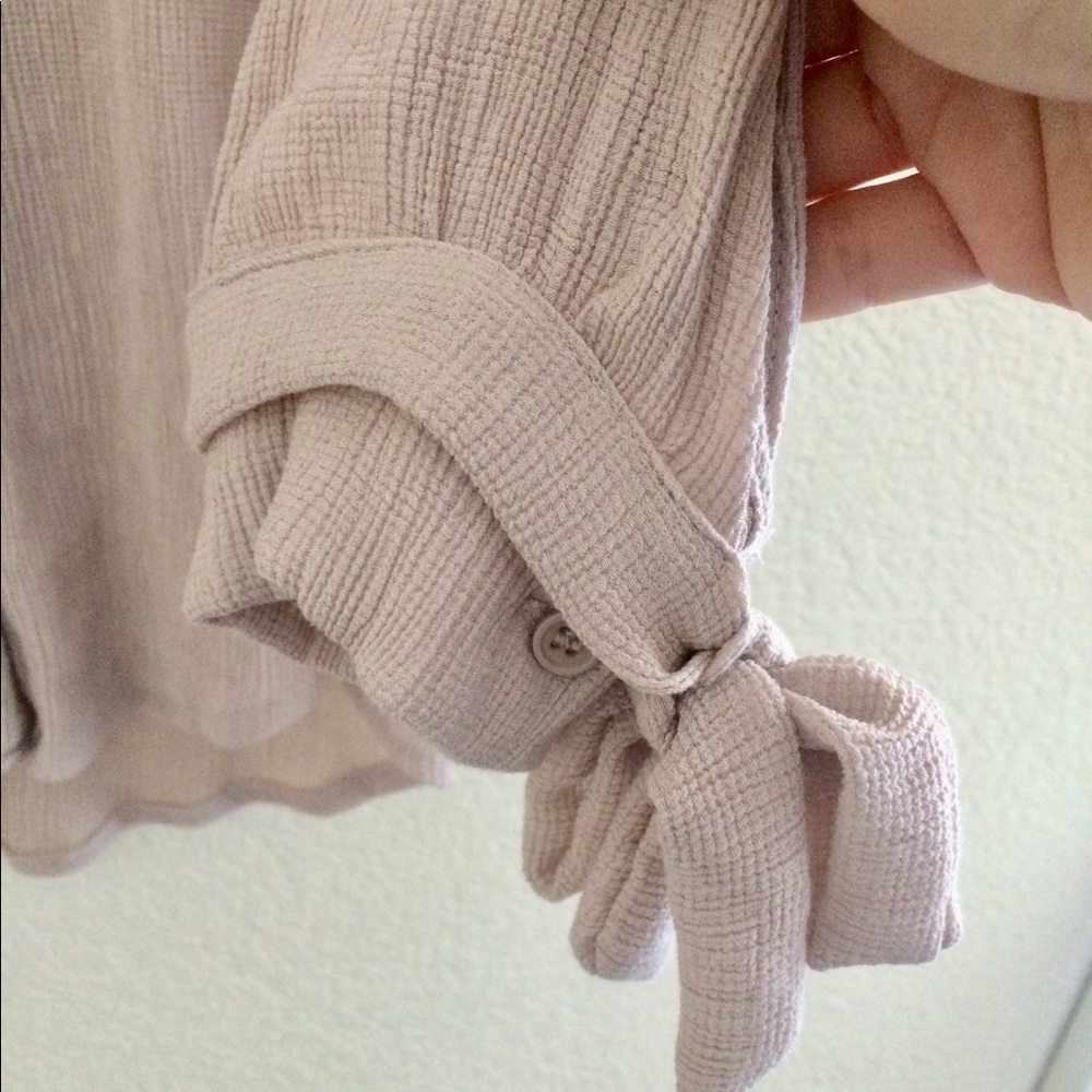 Bow Tied Sleeves Button Down Shirt
